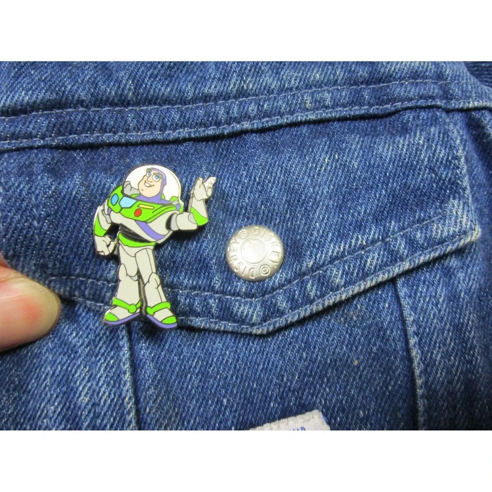 Vintage‎ Disney Store Toy Story Jean Jacket Kids (L) Embroidered Movie w/Pinback